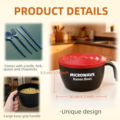Ramen Cooker Bowl - 45 oz Microwaveable Noodle