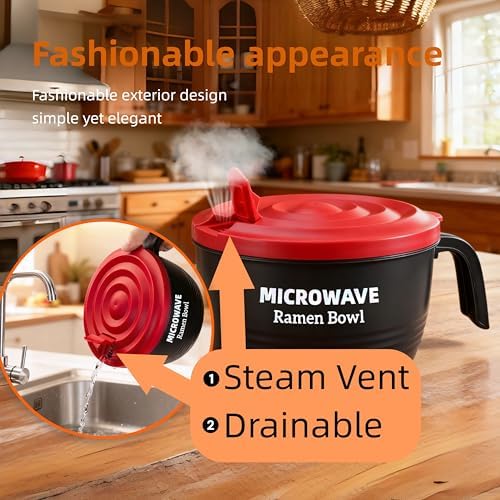 Ramen Cooker Bowl - 45 oz Microwaveable Noodle